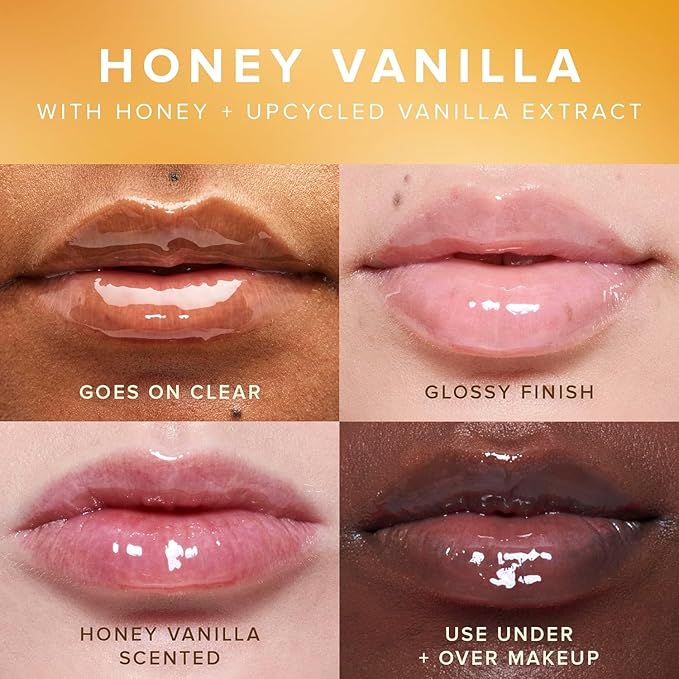 Farmacy Vitamin C + Peptide Hydrating Lip Balm - Lip Smoothie Moisturizing + Plumping Treatment - Smooths Lines with a High-Gloss Finish - Honey Vanilla (10g)