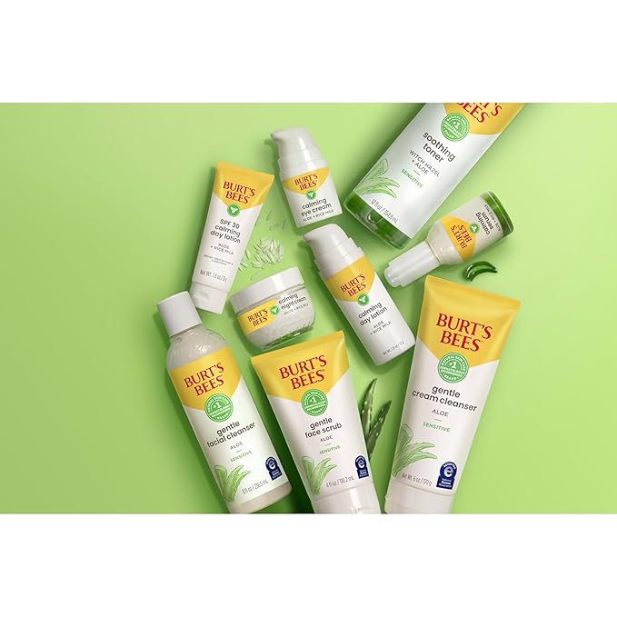 Burt's Bees Back To School Dorm Essentials, Gentle Cream Cleanser with Aloe for Sensitive Skin, 98.9% Natural Origin, 6 Ounces