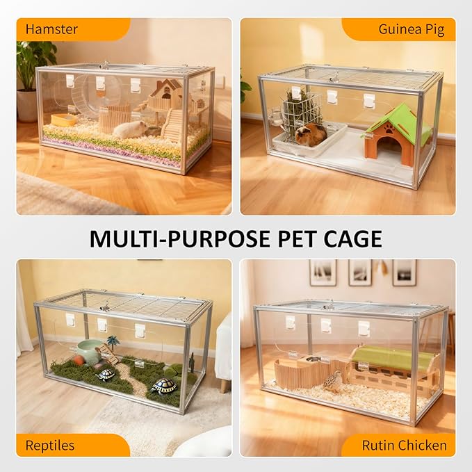 Chewproof T Slot 2020 Aluminum Profile Hamster Cage,Large Hamster Cages,Top & Front Openable,Standard Aluminum Profiles for DIY Pet Habitats