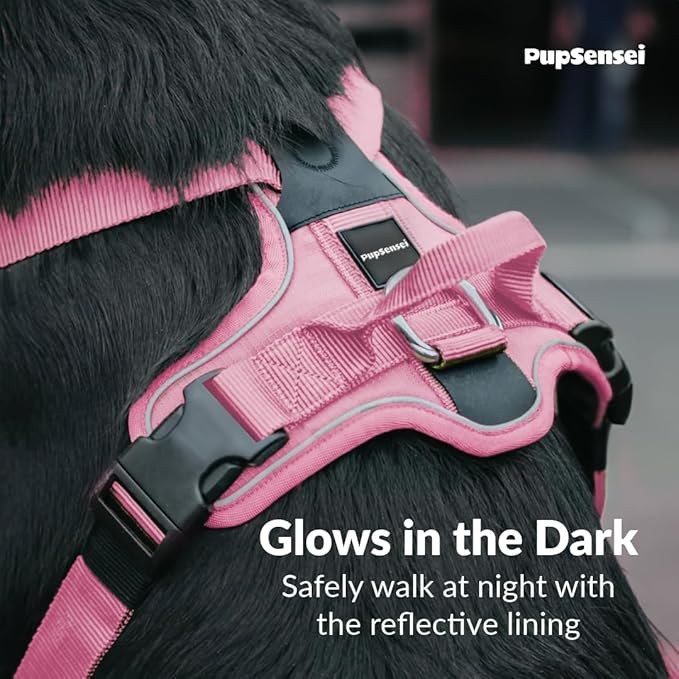 No Pull Dog Harness - Durable Polyester Puppy Harness with Front Anti-Pull Loop, Reflective Strips, and Quick-Release Clips for Small, Medium, and Large Dogs (Light Pink, Small)