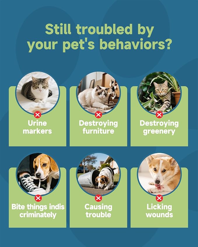 Natural Cat Deterrent Spray - No Chew Spray for Dogs, Cat Repellent for Indoor & Outdoor Use, Anti-Scratch Training Aid for Furniture, Sofas, Rugs, Curtains, Plants - Keeps Cats & Kittens Away - 100ML