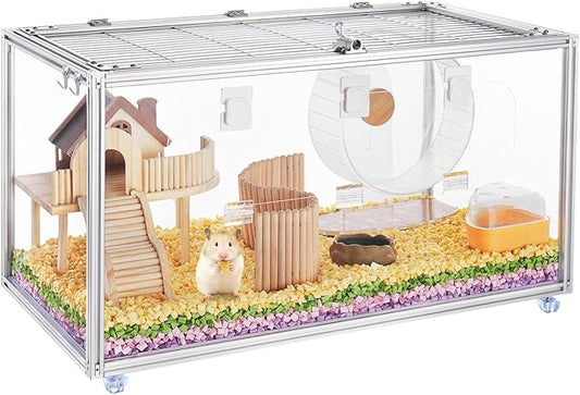 Chewproof T Slot 2020 Aluminum Profile Hamster Cage,Large Hamster Cages,Top & Front Openable,Standard Aluminum Profiles for DIY Pet Habitats