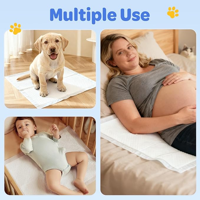 50 Count 28" x 34" Disposable Underpads for Adult, Baby, Puppy & Dogs with Anti-Slip Adhesive Tabs, Super Absorbent Quick Drying Leak-Proof, Incontinence Bed Pads for Adult & Baby, X-Large