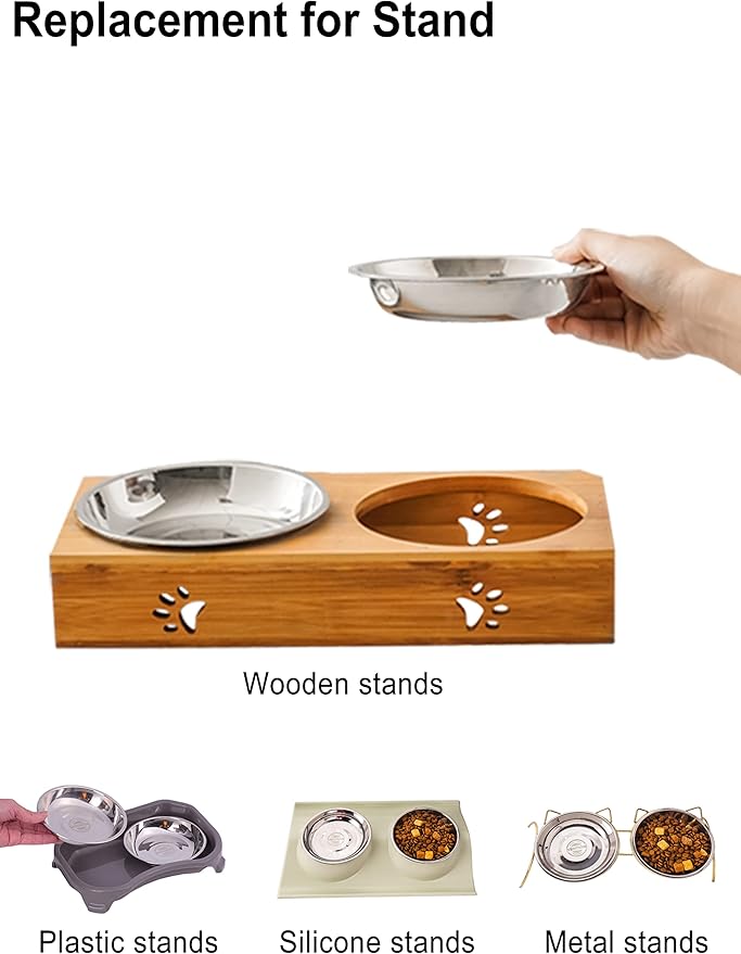 VENTION Small Shallow Cat Food Bowls, Outer Dia. 4.9 in Whisker Fatigue Cat Bowl, Stainless Steel Cat Food Dish for Indoor Cats, Set of 6 Replacement Cat Bowls for Raised Station(7.4 Fl.oz)