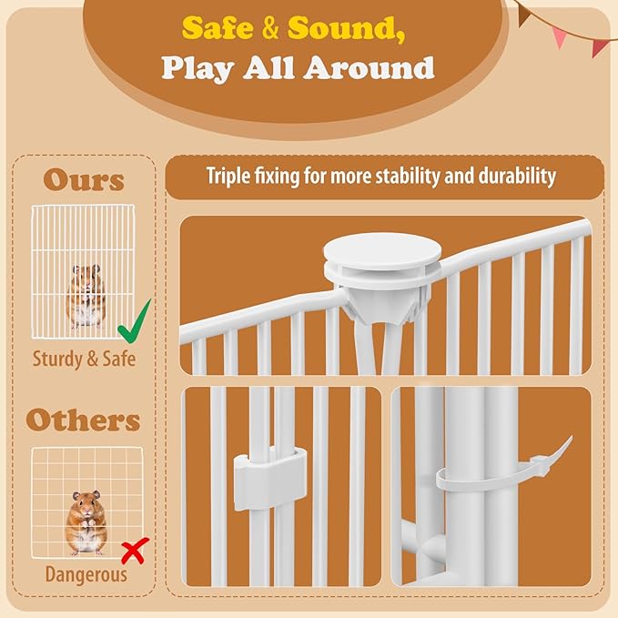 22 Panels Small Animal Playpen, Guinea Pig Cage with Doors & Waterproof Mat, Metal Wire Yard Fence for Rabbits, Hamsters, Chicken, Hedgehogs, Indoor Outdoor C&C Cage White