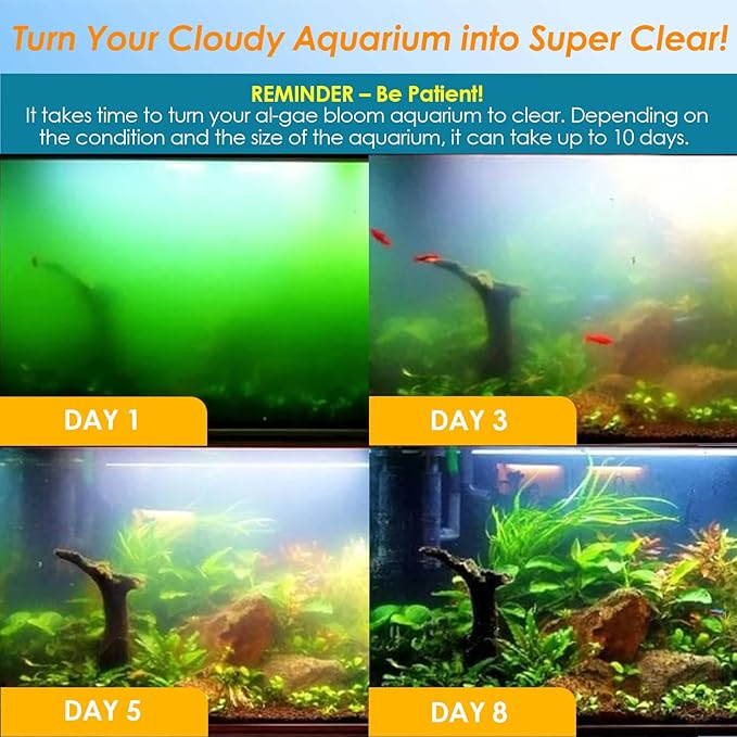 AquaMiracle Aquarium Filter with U - V Light & Pre-Filter Sponge, Fish Tank Filter with Timer for Green Water, Green Clean Machine Turtle Filter with Aeration for Aquarium and Pond 40-120 Gallon