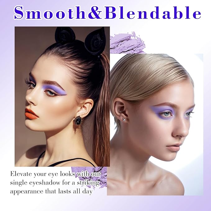 MEICOLY Light Purple Eyeshadow with Mirror,Matte Violet Lavender Eye Shadow Palette,Lilac Purple Powder Makeup,Single Eyeshadow for Women and Girls,Eye Makeup Eyelid Color