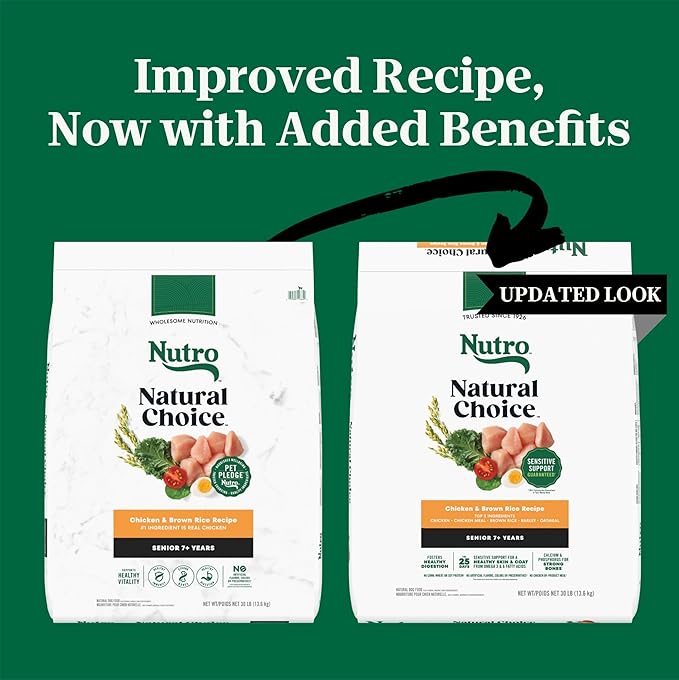 Nutro Natural Choice Senior Dog Food, Chicken & Brown Rice Recipe, 30 lb. Bag