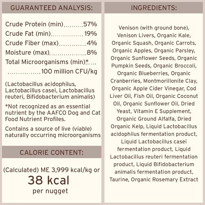 Primal Freeze Dried Raw Dog Food Nuggets, Venison, Complete & Balanced Meal, Also Use as Topper or Treat, Premium, Healthy, Grain Free, High Protein Raw Dog Food, 14 oz