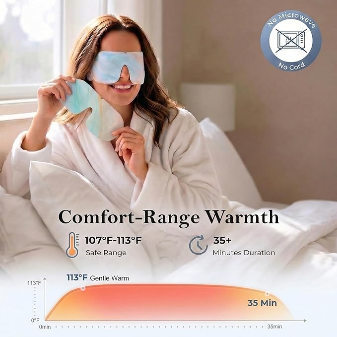 FACEMOON Self Heating Steam Eye Masks: Disposable Moist Warm Compress for Dry Eyes, Eye Strain, Stye & Stress Relief – No Microwave Needed for Relax, Travel, Sleep & Spa, Unscented