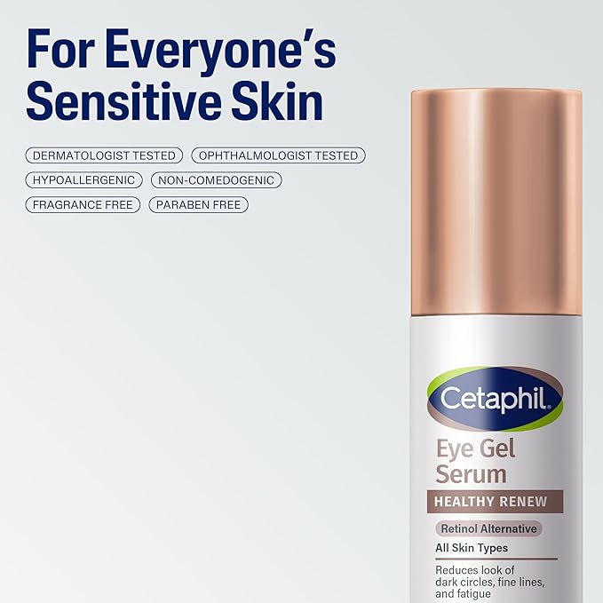 Cetaphil Healthy Renew Hydrating Eye Gel Serum 0.5 Oz, 24Hr Under Eye Cream for Anti Aging, Reduces the Appearance of Dark Circles and Wrinkles, Retinol Alternative Peptide Serum, For Sensitive Skin