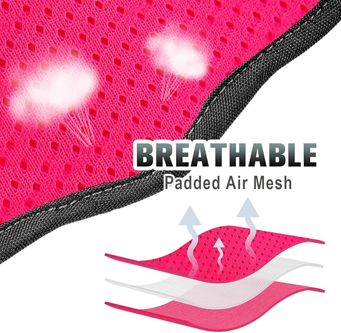 BARKBAY No Pull Dog Harness Large Reflective Dog Harness with Front Clip and Easy Control Handle for Walking Training Running with ID tag Pocket(Pink/Black,XL)