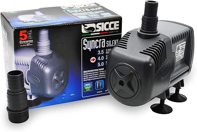 SICCE Syncra Silent 4.0 Multifunction 951 GPH Submersible Water Pump | Italian Made 85W Ultra Quiet Durable Aquarium Fish Tank, Fountain, Pond, Hydroponics, Terrarium Black | Freshwater & Saltwater