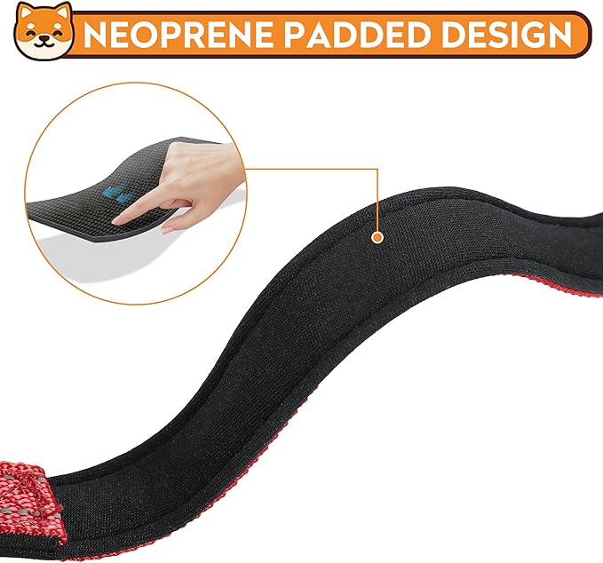 Reflective Dog Collar, Adjustable Soft Neoprene Padded Nylon Pet Collars with Buckle for Medium Dogs,M, Red
