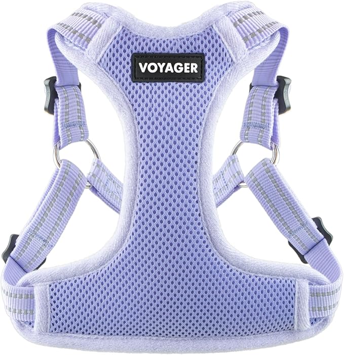 Best Pet Supplies Voyager Mesh Dog Breathable Harness Reflective Stitching, All Weather Adjustable for Walking Training, or Running - Heavy Duty & Durable, Harness (Lavender), XL