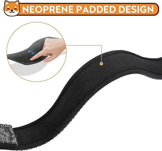 Reflective Dog Collar, Adjustable Soft Neoprene Padded Nylon Pet Collars with Buckle for Large Dogs, Black,L