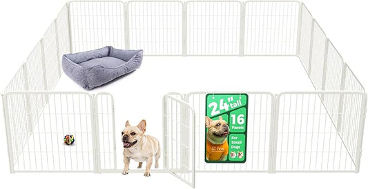 FXW Homeplus Unleashed Indoor Dog Playpen - Stress-Free and Safe Play, Heavy Duty 24 Inch 16 Panels Dog Pen for Puppy and Small Dogs, White│Patented