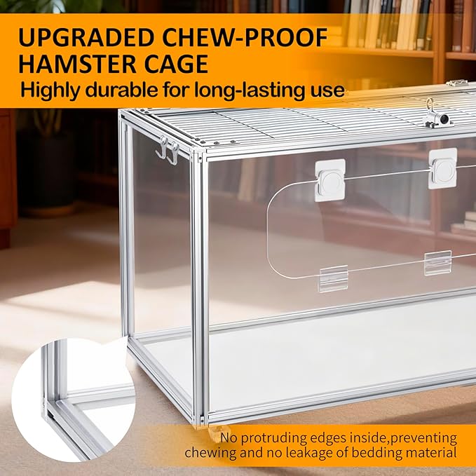 Chewproof T Slot 2020 Aluminum Profile Hamster Cage,Large Hamster Cages,Top & Front Openable,Standard Aluminum Profiles for DIY Pet Habitats
