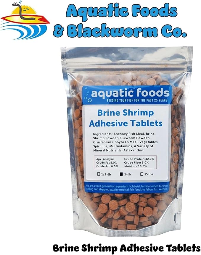 Aquatic Foods Inc. 3/8" x 1/2" Brine Shrimp Glass Sticking Wafers for All Community Fish, Tetras, Guppies, Angel Fish, Cichlids, Goldfish. All Tropical Fish - WL…1-lb Foil Pouch Bag
