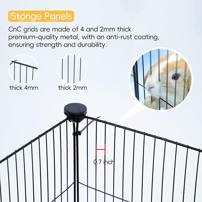 CHEGRON Guinea Pig Cages with Waterproof Bottom Soft Liner DIY 12PCS Metal Panels C&C Cage Small Animal Playpens Portable Pet Playpen Indoor for Rabbit/Bunny/Puppy/Hedgehog Habitat, 48"x24"x12"