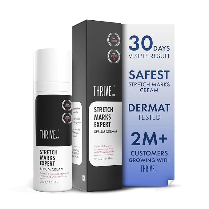 Anveya Stretch Marks Expert Serum Cream | Prevents & Reduces Appearance of New (Red) and Old (White) Stretchmarks | Powered by Striover™, Rosehip Oil & Squalane | Vegan and Cruelty-free | For Men