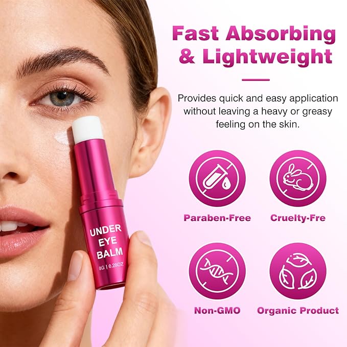 Retinol Eye Cream Balm, Hydrating Under Eye Care Daily Wrinkle Cream, Infused with Caffeine to Smooth and Hydrate Skin, Eye Serum for Anti Aging Reduce Wrinkles, Puffiness and Bags Under Eyes, 0.28 oz