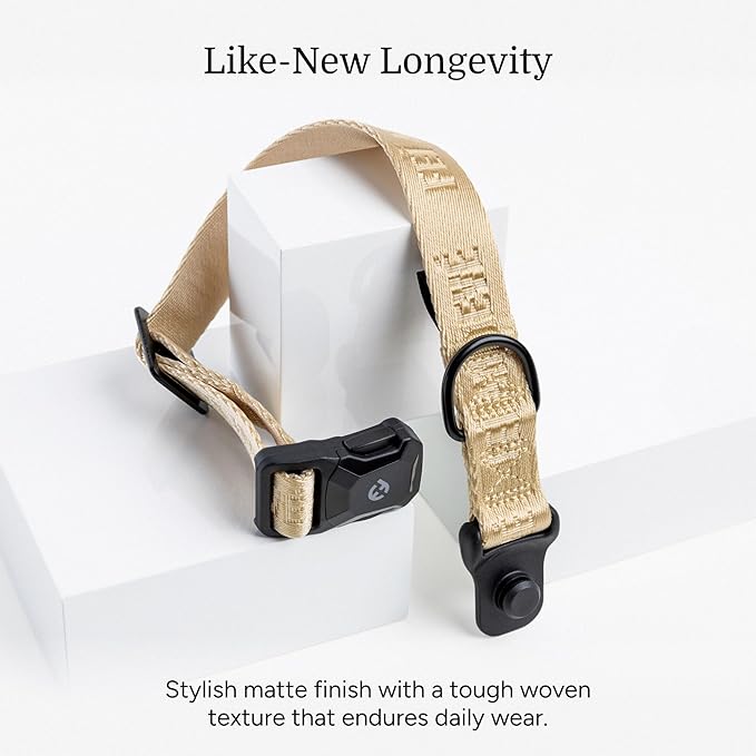 2025 New Edition, Fei & Eve MagEase Dog Collar - Patented Magnetic Buckles | Fur-Safe | Premium 210D Nylon | 450LB Escape-Proof | Adjustable Fit | Large (Champagne)