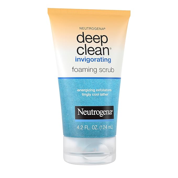 Neutrogena Deep Clean Invigorating Foaming Facial Scrub | Cooling Gel | With Glycerin | Removes Dirt & Oil | 4.2 fl. oz Pack of 2