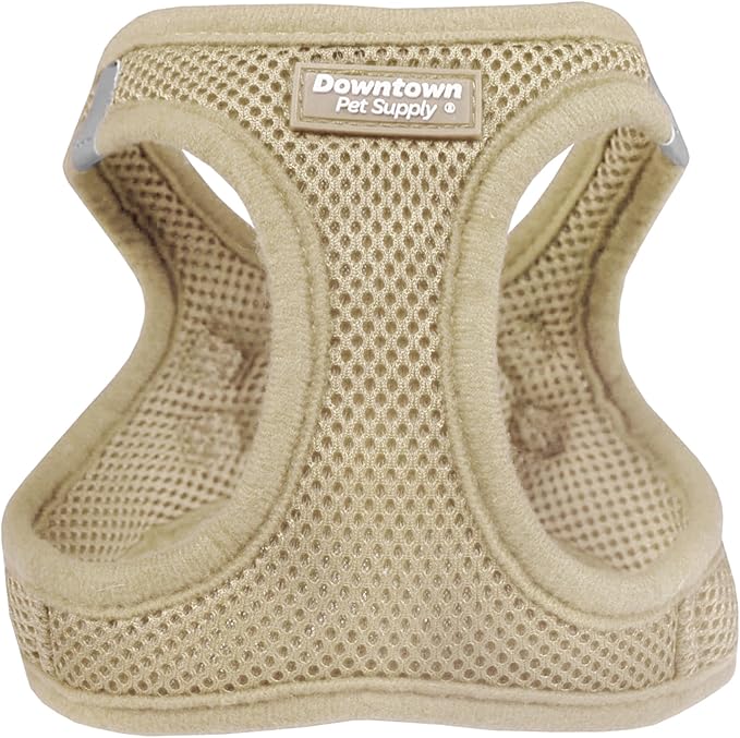 Downtown Pet Supply Step in Dog Harness for Small Dogs No Pull, X-Small, Khaki - Adjustable Harness with Padded Mesh Fabric and Reflective Trim - Buckle Strap Harness for Dogs