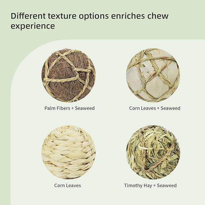 andwe Small Animals Play Balls Rolling Chew Toys & Gnawing Treats for Rabbits Guinea Pigs Chinchilla Bunny Degus - Pet Cage Entertainment Accessories (Pack of 4)