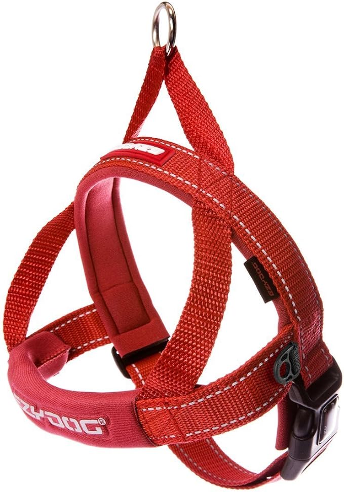 EzyDog Quick Fit Dog Harness – No Pull Harness for Training, Everyday Walking, and Easy Control - Adjustable Fit, Reflective, and Padded (X-Small, Red)