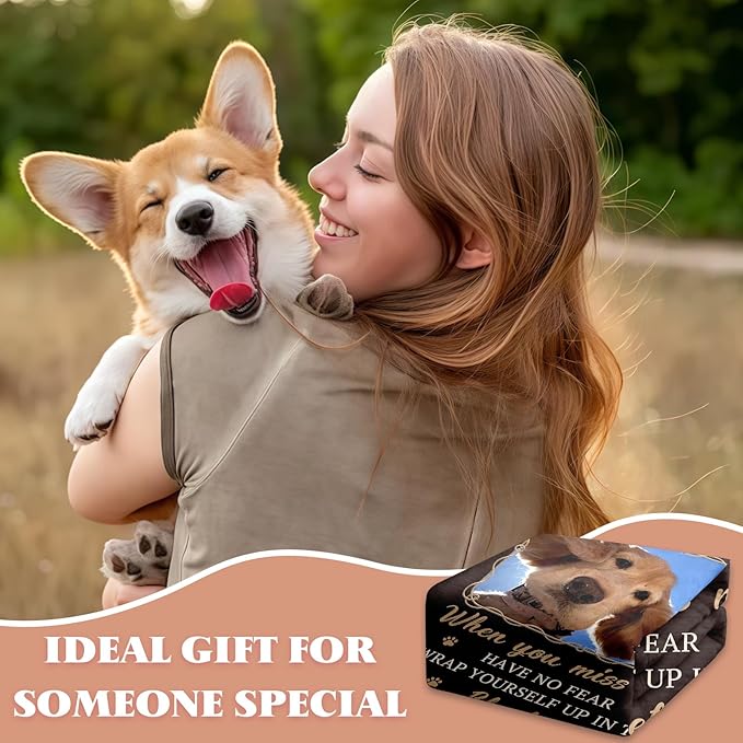 Pet Memorial Blanket Gift - Personalized Dog Memorial Blankets, Pet Sympathy Gifts for Loss of Dogs for Pets Lovers, Dog Bereavement Passing Away Gift, Custom Dogs Blanket (B)