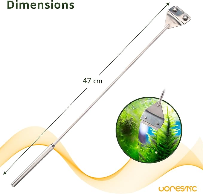 VORESTIC 6 Pcs Aquascape Tools, Stainless Steel Aquarium Kit with Tweezers, Scissors, Spatula, and Algae Scraper - Aquascaping Tools Set for Aquarium Maintenance