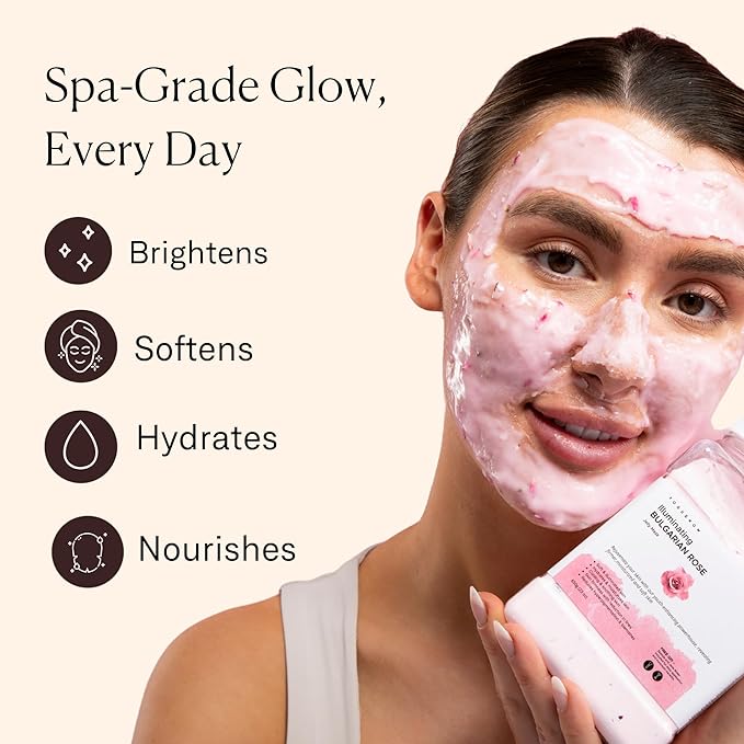 Jelly Face Mask for Facials - Bulgarian Rose Hydrating & Brightening Jelly Mask with Free Jade Roller & Spatula | Professional Hydrojelly Masks | Vajacial | 23 Oz | International Womens Day Gifts