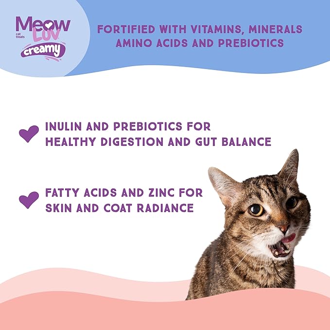 Ultra Chewy Meow Luv Tuna Recipe Lickable Cat Treats - Delicious Squeezable Cat Treats - Carrageenan Free - No Artificial Preservatives - Irresistible Snack - 0.5 Ounce Tubes (Pack of 5)