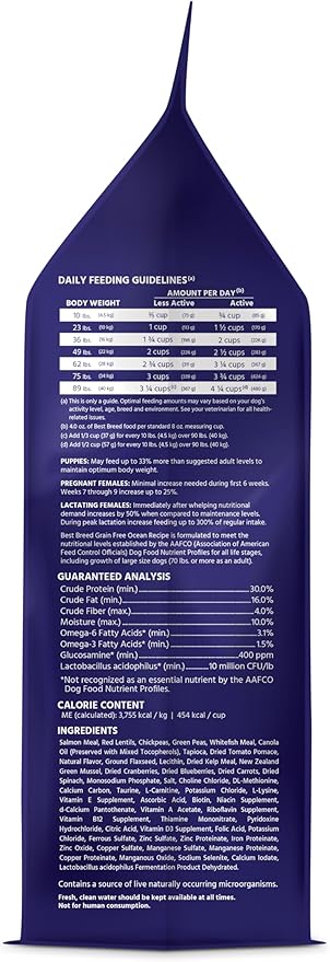 Dr. Gary's Best Breed Grain Free Ocean Recipe Slow-Cooked in USA, Natural Dry Dog Food for All Breeds and Sizes, 4lbs.