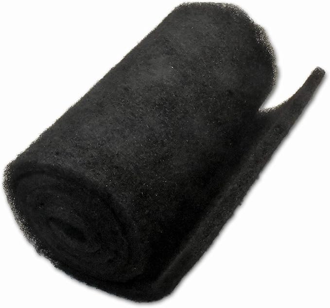 Black Coarse Filter Media, 1.25" Thick, 24" x 56" Roll, Perfect for Aquariums, Ponds or Water Gardens, Made in USA