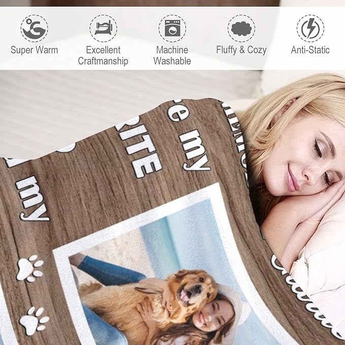 Artsadd Personalized Throw Blanket with Dog Cat Pet Photo,Dog Memorial Picture Customized Blanket in Loving Memory for Family and Friends Custom Bed Throw Blanket Sympathy Remembrance Gift