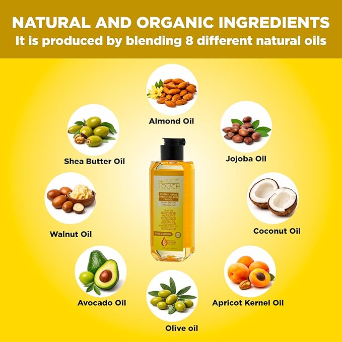 Pregnancy & Postpartum Skincare for Stretch Marks-Body Oil for Scars, Stretch Marks and Moisturizing-Safe for Pregnancy & Breastfeeding - Paraben-Free-8 Different Natural and Pure Oils-5.07 Fl Oz.