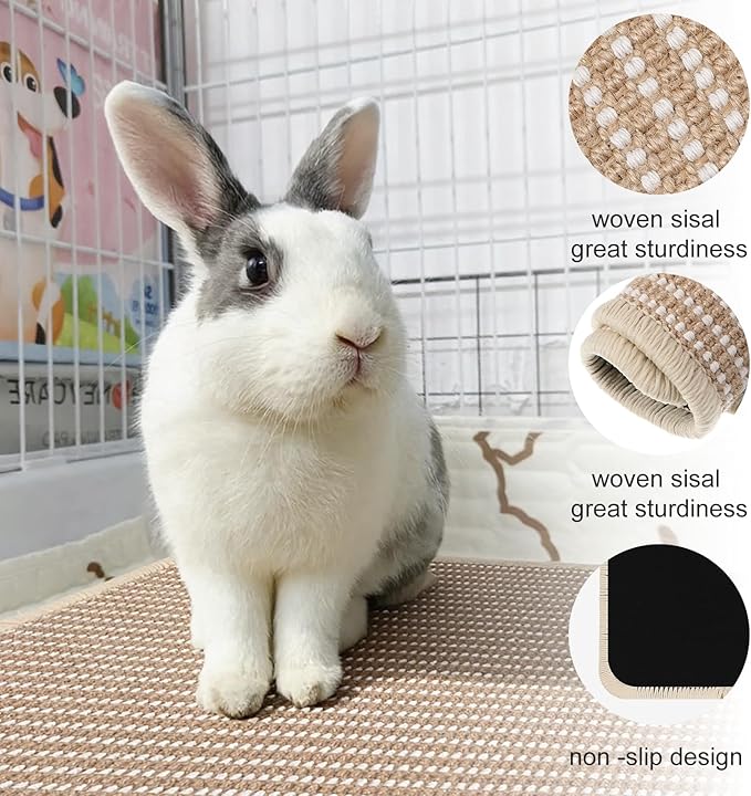 2Pcs Rabbit Scratching Pads, 16"x12" Natural Rabbit Scratch Mat for Claws and Teeth, Bunny Toys for Rabbits Indoor, Bunny Scratcher Pad for Bunnies Boredom
