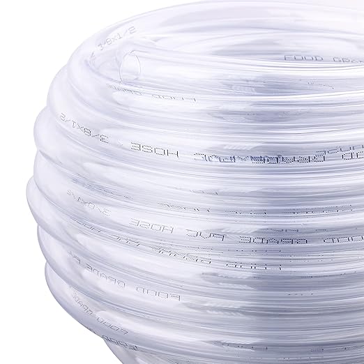DERNORD PVC Tubing 3/8"ID X 1/2"OD Flexible Clear Vinyl Hose 50 Feet for Food Grade