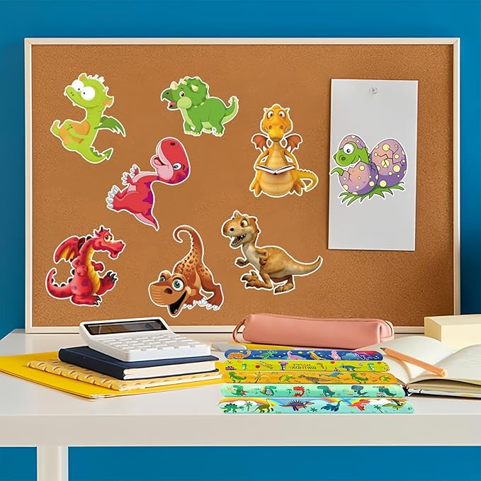 74Pcs Dinosaur Theme Party Favors Contain 24 Pcs Slap Bracelets 50Pcs Stickers, Dino Theme Birthday Party Decorations,Classroom Rewards Supplies.