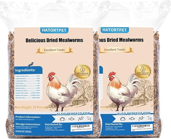 Dried Mealworms 20LB Pure Natural Non-GMO Mealworms for Chickens High Protein Chickens Feed Meal Worms for Laying Hens Wild Birds