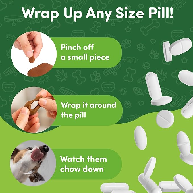 Pill-a-Pet Pill Wrap for Dogs - Made in USA - Probiotics Pet Pill Pockets for Dogs - Paste Dog Treats for Pills - Hiding up to 60 Tablets of Any Size - Digestive Support Bacon Flavor