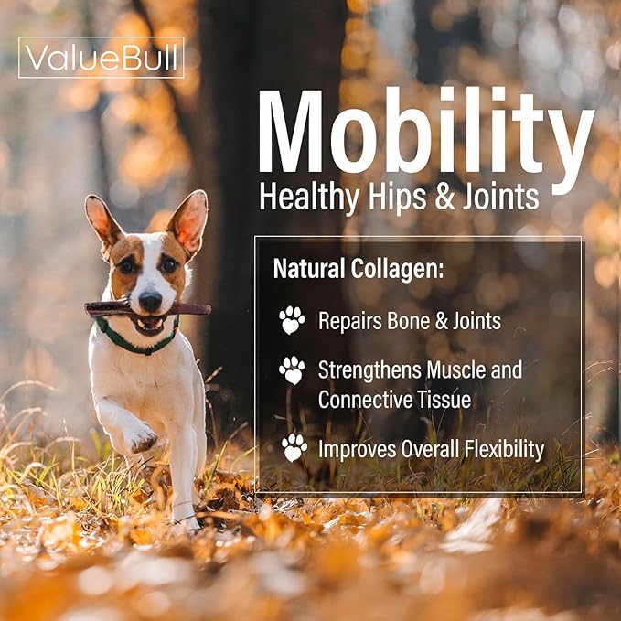 ValueBull Collagen Sticks for Dogs, Varied Shape & Size Chews, Natural Long-Lasting Dog Treats, 5 Pound Bulk Pack - Supports Joints, Skin & Coat with Chondroitin & Glucosamine