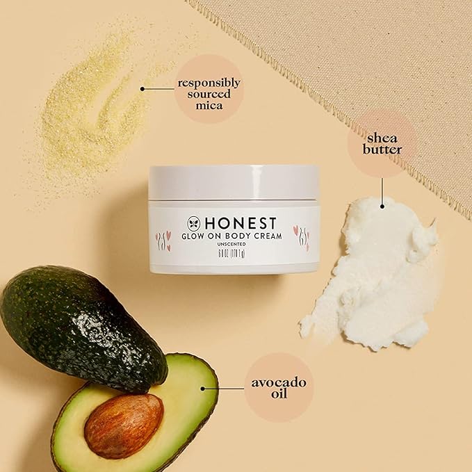 The Honest Company New Mama Care Essentials Gift Set, Hospital Bag Must Haves, Travel Size Nip Balm (0.5 oz) Glow On Body Cream (1 Gotta Face Wash (1.75 fl) with Reusable Pouch