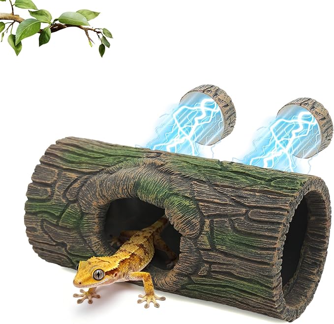 Magnetic Crested Gecko Hide - Resin Hollow Log Cave, Reptile Hide Cave, Reptile & Amphibian Habitat Hideouts, Terrarium Decor