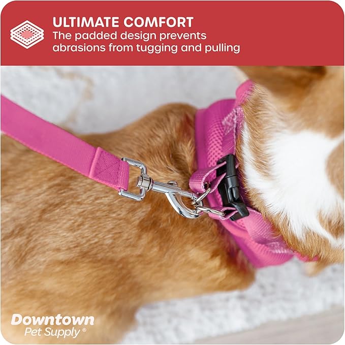 Downtown Pet Supply Step-in Dog Harness – No Pull, Adjustable Padded Mesh with Reflective Trim, Secure Buckle Strap – Comfortable & Breathable Small Dog Harness, Large, Pink
