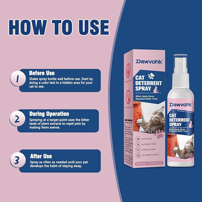 Cat Repellent Spray - Natural Anti-Scratch Spray for Furniture Protection: Sofas, Carpets, Curtains — Indoor and Outdoor Cat Behavior Training, 4.06 oz/1PC