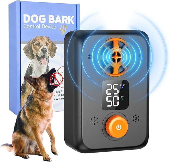 Ultrasonic Dog Bark Deterrent Devices- Anti Barking Devices with 5 Freq 3 Range Modes Auto Dog Barking Stopper Box Stop Neighbors Dogs Effective Bark Control Bark for Indoor Outdoor